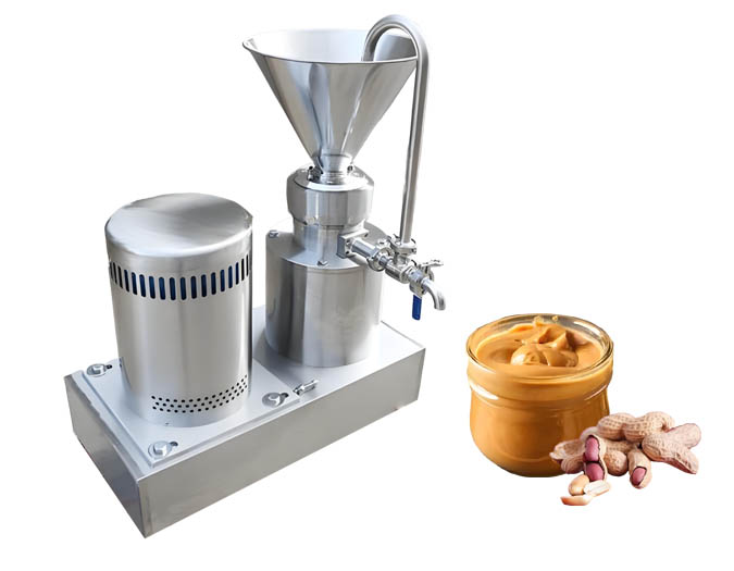 Peanut butter making machine with recirculating tube