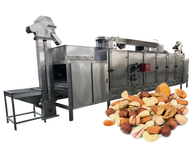 Continuous belt nut roaster